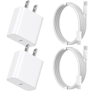 Imagem de Carregador de parede USB C de 20 W com cabo de carregamento rápido USB C de 6 pés de comprimento USB C para USB-C para iPhone 16/16 Pro/16 Pro max/16 Plus, iPhone 15/15 Pro/15 Pro max/15 Plus, iPad