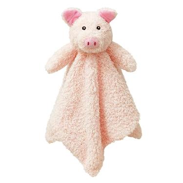 Imagem de Doindute Cobertor de segurança macio de porco de pelúcia rosa bebê, cobertor adorável de personagem de porco de pelúcia, presente de chá de bebê/berçário, cobertor aconchegante para bebês