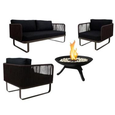 Imagem de Conjunto de Sofá Fênix Corda Náutica com Lareira Área Externa Interna 
