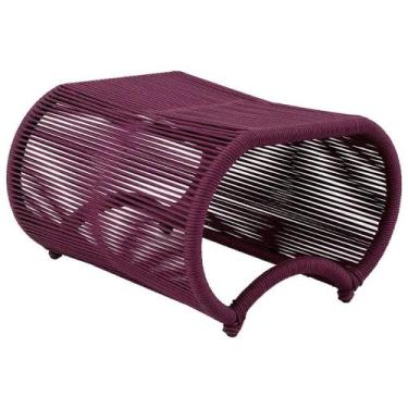 Imagem de Puff Leroy Corda Náutica e Alumínio - no-brand, Vermelho escuro