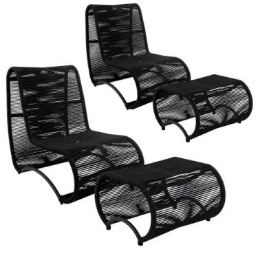 Imagem de Jogo 2 Poltronas Leroy com Puff Corda Náutica Área Externa Interna - N