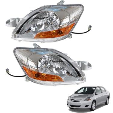 Imagem de TJHSM 1 par de substituição de lente transparente cromada do lado do motorista e do passageiro para 2007 2008 2009 2010 2011 Yaris TO2518108, TO2519108, 8117052740, 8113052750