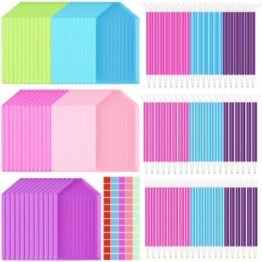 Imagem de Affrolling 180 peças de ferramentas de pintura de diamante 5d e kits de acessórios incluem canetas de broca com 3 tamanhos de broca, bandejas de diamante de plástico, argila de cola, acessórios de