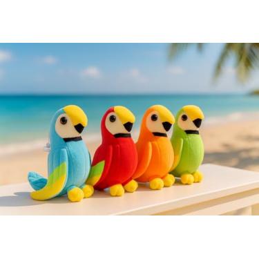 Imagem de Arara de Pelúcia com Ventosa – Brinquedo Colorido e Divertido para os Pequenos