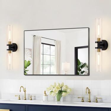 Imagem de E27 Luzes de parede vintage transparente de vidro cilíndrico arandelas de parede retro industrial metal lâmpadas de parede internas para sala de estar restaurante quarto (lâmpada não incluída) (preto