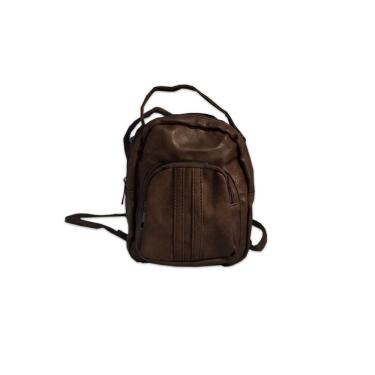 Imagem de Mini Mochila Casual Couro Sintético Vintage Marrom