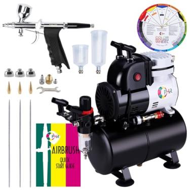 Imagem de OPHIR Kit De Aerógrafo Profissional Com Compressor Ar 86 Psi, Sistema Aerografia 110 V, Tanque 3 Litros, Roda Cores, Conjunto Pincel 0,3 Mm, 0,5 Mm E 0,8 Para Pintura Carros Em Miniatura Hobby