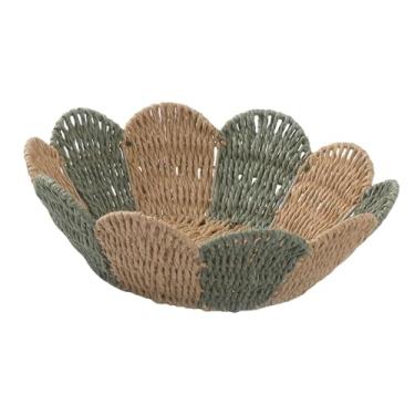 Imagem de DimyFew Cesta de papel trançada com corda, organizador de mesa, balcão de cozinha, cesta leve de armazenamento feita à mão para doces, salgadinhos e, Verde Escuro