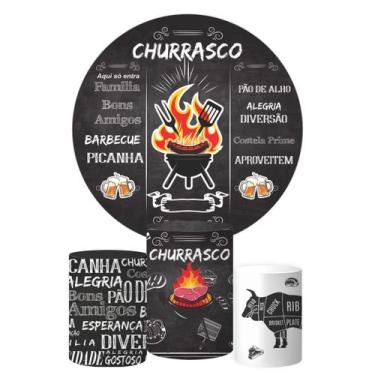Imagem de Trio Capa Cilindro + Painel Redondo Aniversário Churrasco - Decorando 