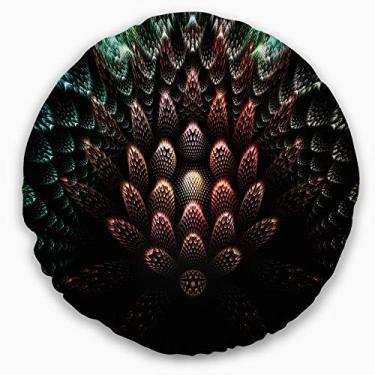 Imagem de Design Fractal 3D Flower Fantasy' Contemporâneo Sala de estar, sofá, almofada de alta qualidade + capa de almofada impressa em ambos os lados 40,64 cm