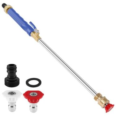 Imagem de ZJRDYYK Bocal de jato para lavadora de mangueira de jardim, varinha de lavadora de alta pressão, ferramentas de lavadora de alta pressão com bicos e conector de mangueira (azul com 2 bocais diferentes