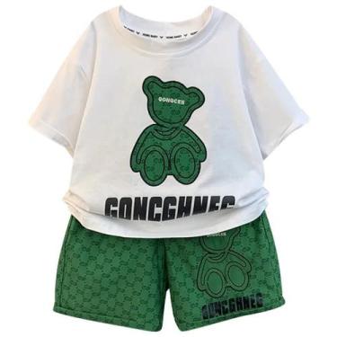 Imagem de Conjunto De Top E Shorts De Urso De Desenho Animado Para Crianças Meni