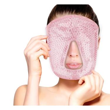 Imagem de Máscara facial completa Hot Cold Therapy Gel Bead FOMI Care Pink