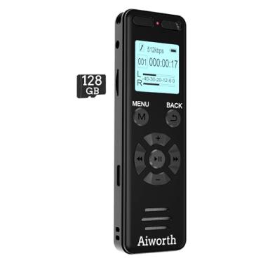 Imagem de Gravador de voz digital de 136 GB para medição de palestras – Aiworth 9860 horas gravador ativado por voz por som, gravador de áudio ditafone, dispositivo de gravação com leitor de MP3, senha