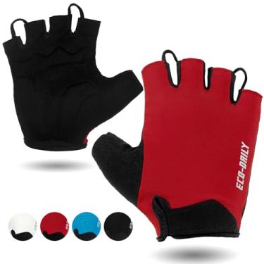 Imagem de Eco-daily Luvas de ciclismo para homens e mulheres, acolchoadas para mountain bike, luvas leves de meio dedo, antiderrapantes para absorção de choque para MTB Road Biking Fitness