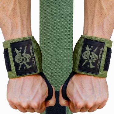 Imagem de Iron Infidel Envoltórios de pulso para halterofilismo - Suporte resistente de 45 cm para malhar, acessórios de ginástica para homens - Use para levantamento, crossfit, fitness, exercício, supino