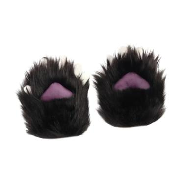 Imagem de Colaxi Luvas de pata de gato, mãos e garras, fantasia de Halloween para dramatização, baile de máscaras e carnaval, Preto Roxo