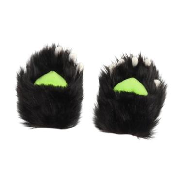 Imagem de IEUDNS Luvas de pata de gato, fantasia de Halloween de desenho animado para festa, boate, festival, baile de máscaras, Preto Verde