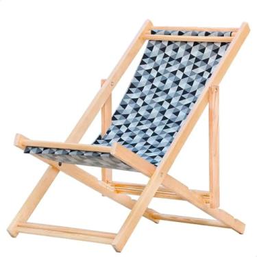 Imagem de Espreguiçadeira Dobrável em Madeira Maciça para Varanda – Reclinável, Sem Braço, Natural (Triângulo Preto)