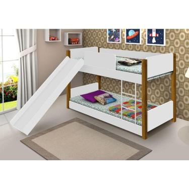Imagem de Beliche Infantil Com Escorregador Juvenil ValentinaBranca E Mel Branco