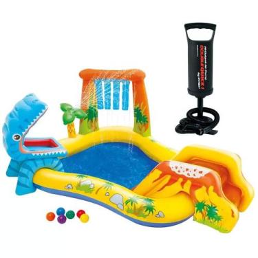 Imagem de Piscina Infantil Inflável Playground Dinossauro 310 Litros Intex Com B
