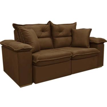 Imagem de Sofá Ferrari 3 Lugares Retrátil e Reclinável Tecido Veludo 200cm L3 Estofados Cor Marrom