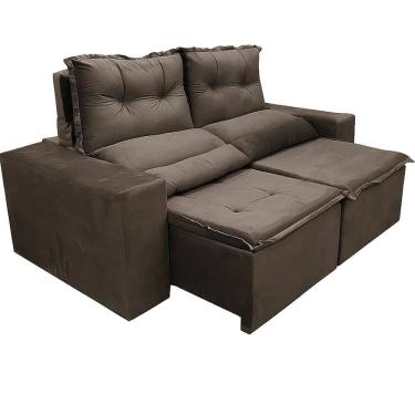 Imagem de Sofá Beatriz 3 Lugares Retrátil e Reclinável 190cm Tecido Veludo Cor Marrom