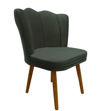 Imagem de Cadeira Pétala Decorativa Tecido Veludo Pés Palito, VERDE