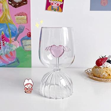 Imagem de Copo de vidro com coração voador, gelado, vinho, chá, café, leite, cerveja, copos de beber transparente, vintage, copo de água, canecas para presente