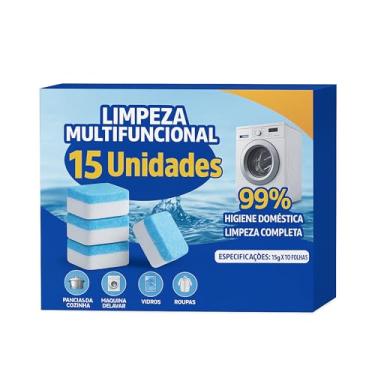 Imagem de KIT 15 Pastilhas GRANDES para Limpeza de Máquinas de Lavar Roupas (20g) Efervescentes Multifuncional