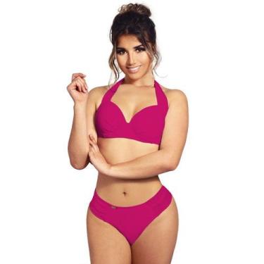 Imagem de Biquíni meia taça plus size e calcinha fio dental - Estigma, Pink, P