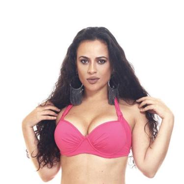 Imagem de Top de biquíni meia taça plus size tamanhos grandes com bojo e aro - E