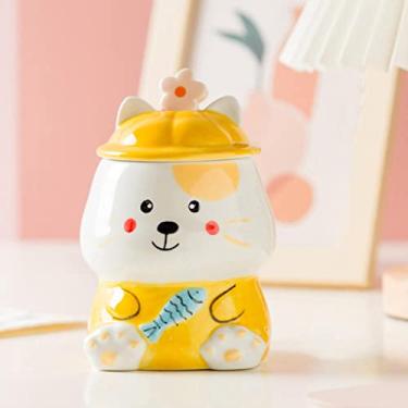 Imagem de Canecas de cerâmica de peixe gato xícaras de café fofas com tampa colher grande chá leite água copo de café da manhã copo de bebida presente de aniversário 500 ml