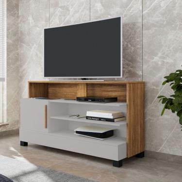 Imagem de Rack para TV até 48 Polegadas 1 Porta com Pés de Madeira Pipa Bechara