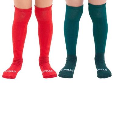 Imagem de Kit 2 Pares Meião Futebol Infantil e Juvenil Cores Sortidas - Apollo, 