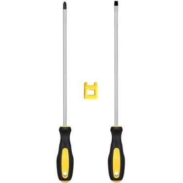 Imagem de Luniquz Conjunto de chave de fenda magnética longa, 2 peças de chave de fenda Phillips extralonga de 25,4 cm, resistente, alça de borracha, magnetizador/desmagnetizador, aço cromo vanádio