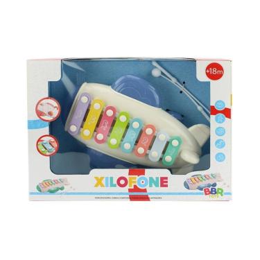 Imagem de Brinquedo Xilofone Musical Infantil Avião Azul - Bbr Toys