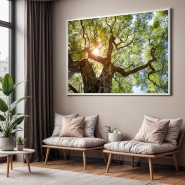 Imagem de Quadro com Moldura Sala Quarto Árvore Decorativo Horizontal Grande Hall