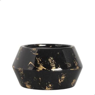 Imagem de Vaso de Cerâmica Cachepot Solievo Preto e Dourado 20x35,5 cm