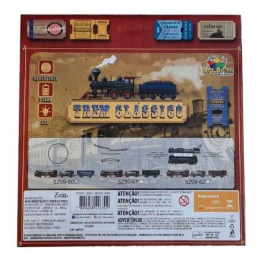 Imagem de Trem Clássico Com 2 Vagões A Pilha Com Trilhos E 13 Peças