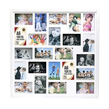 Imagem de Quadro Painel de 23 fotos 10x15 cm - Moldura Caixa Branca com Paspatour Cartão Branco para divisão das fotos - Vidro Frontal