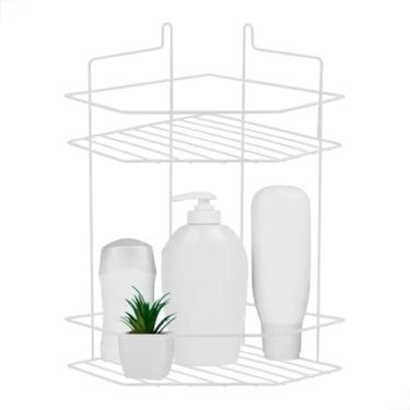 Imagem de Suporte Banheiro Canto Parede 2 Andares Porta Shampoo Condicionador 32x14