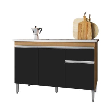 Imagem de Balcão Gabinete de Cozinha 3 Portas 120cm Tatiane Sem Tampo - Bella Mó