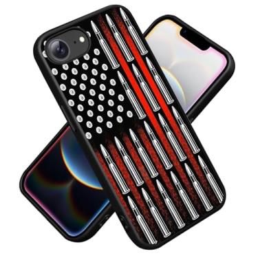 Imagem de ZXHSBROK Capa para iPhone 16e, silicone fino premium com [forro de microfibra macio antiarranhões] capa protetora à prova de choque para iPhone 16e (2025) 6,1 polegadas, bandeira americana e balas