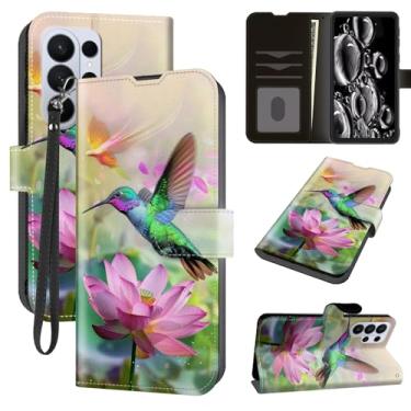 Imagem de ACWDMKH Capa para Samsung Galaxy S26 Ultra com compartimentos para cartões e alça de pulso e suporte, capa protetora magnética à prova de choque resistente, pássaro rosa lótus