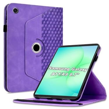 Imagem de Varohix Capa para Samsung Galaxy Tab A11/A9 modelo de 8,7 polegadas (SM-X110/X115/X117), capa protetora de couro PU com rotação de 360 graus com hibernar/despertar automático, suporte para cartão e