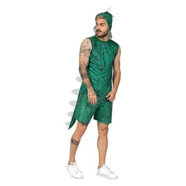 Imagem de Fantasia de Dinossauro Adulto Curta Com Rabo e Capuz - Fantasias Carol