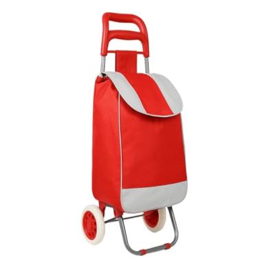 Imagem de Carrinho De Compras Feira Supermercado Dobrável Sacola Bolsa Térmica Suporta até 30kg(Vermelho)