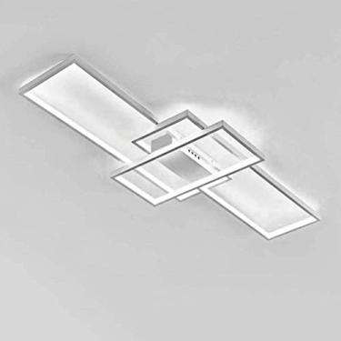 Imagem de Luminária de teto LED moderna para quarto e sala de estar Lustre de design quadrado criativo para ilha de cozinha e mesa de jantar Iluminação de teto de escritório Branco frio 90x50x9cm Efic