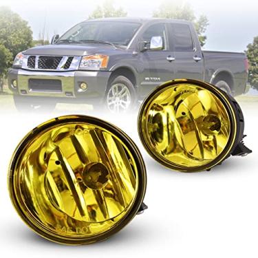 Imagem de AUTOWIKI Faróis de neblina para Nissan Titan 2004-2015/2005-2007 Nissan Armada OEM substituição de faróis de neblina 2 peças com lente amarela